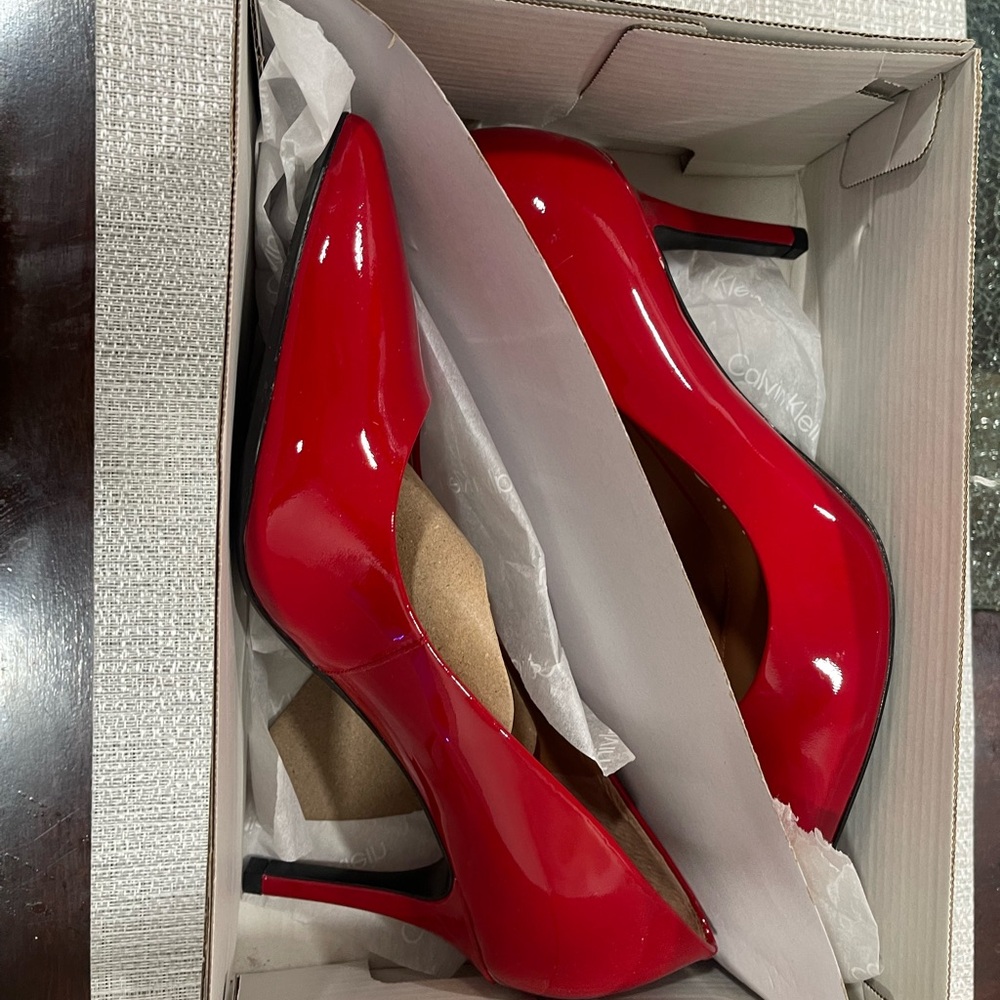 Calvin Klein Glossy Red Heels